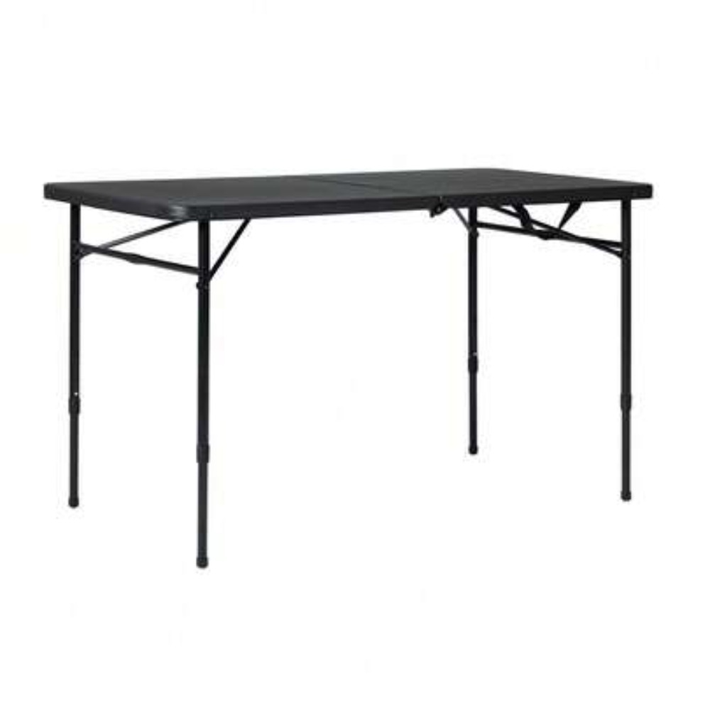 Desk Setup Black And Wood - 4 Foot Fold In Half Adjustable