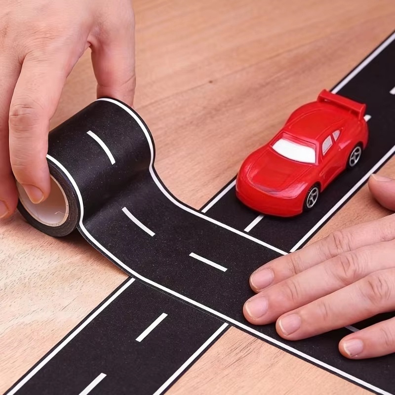 Desk Setup Black - 1-2 Rolls Reusable Road Track Stickers