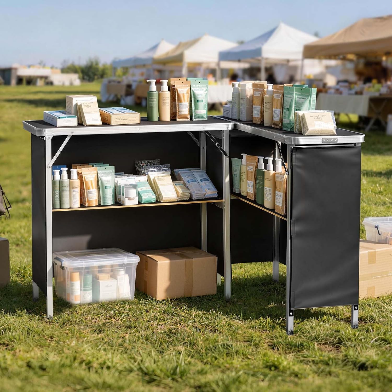 Portable Folding Bar Table Set - Desk Setup Black ulasan dan harga