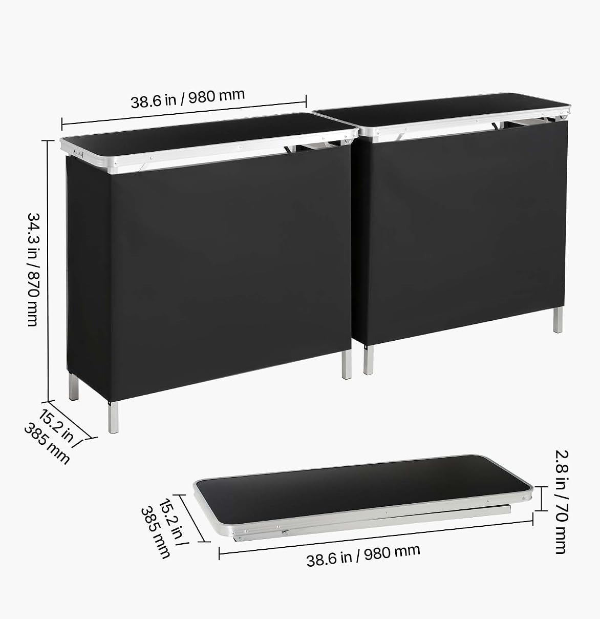 Portable Folding Bar Table Set - Desk Setup Black ulasan dan harga