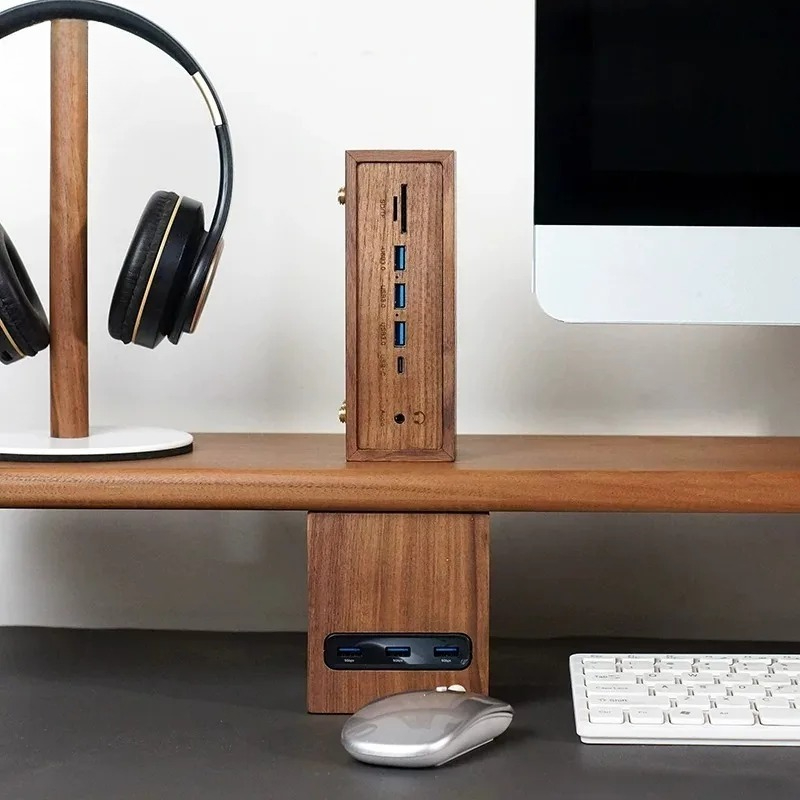 Creative Desk‑Setup Solid Wood - Desk Setup Black And Wood ulasan dan harga
