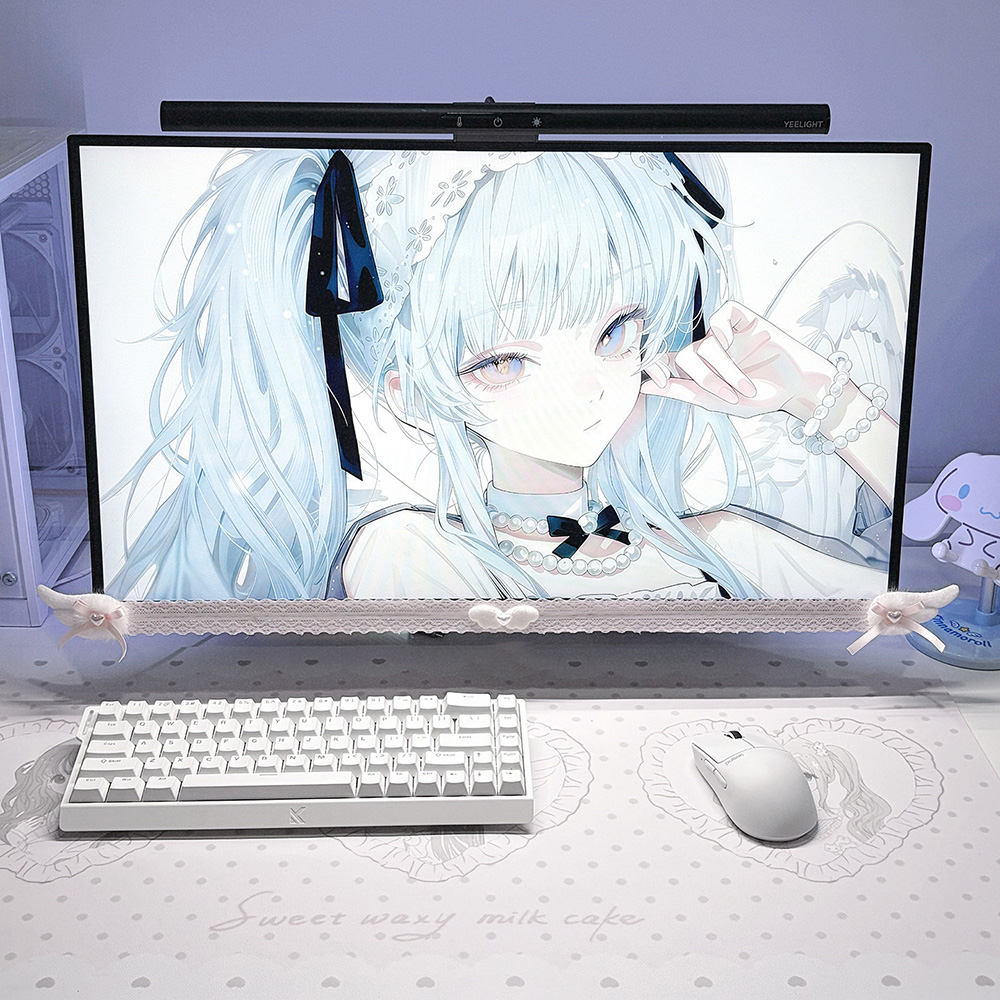 New Screen Decor White Lace Mo - Desk Setup Pc ulasan dan harga