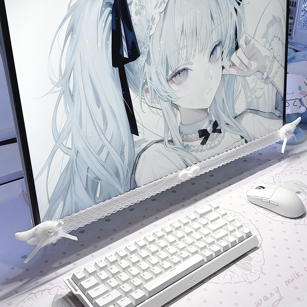 New Screen Decor White Lace Mo - Desk Setup Pc ulasan dan harga