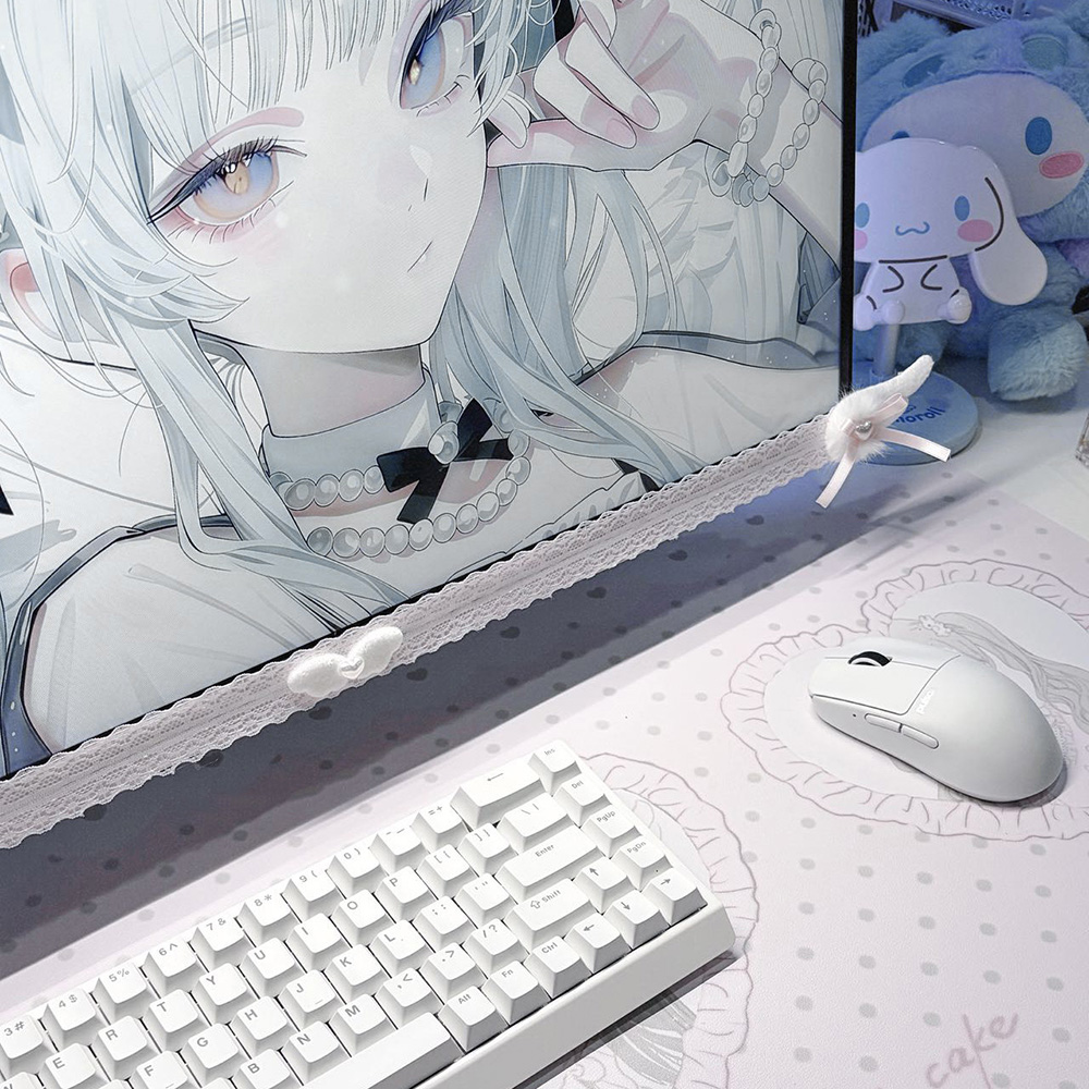 New Screen Decor White Lace Mo - Desk Setup Pc ulasan dan harga