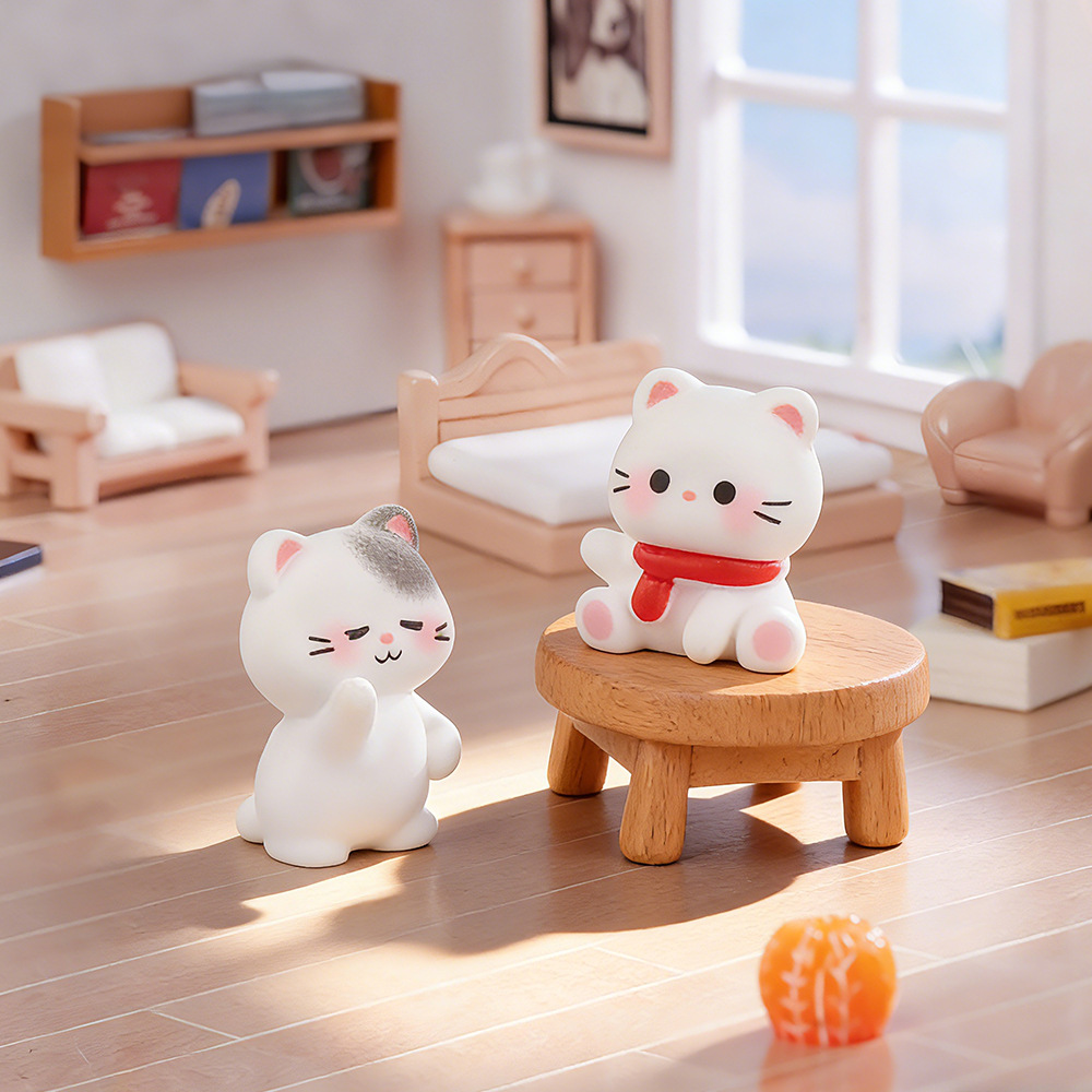 6pcs Cute Cat Resin Figurines  - Desk Setup Nature ulasan dan harga