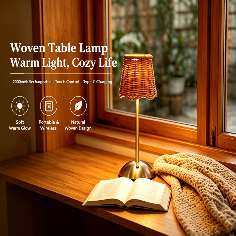 Bohemian Woven Rattan Art Tabl - Desk Setup Lamp ulasan dan harga