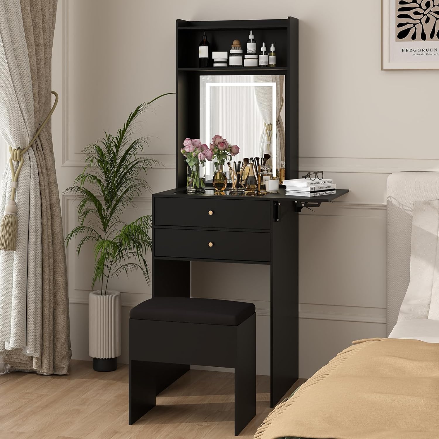 Mini Black Vanity Desk Set for - Desk Setup Black And Wood ulasan dan harga