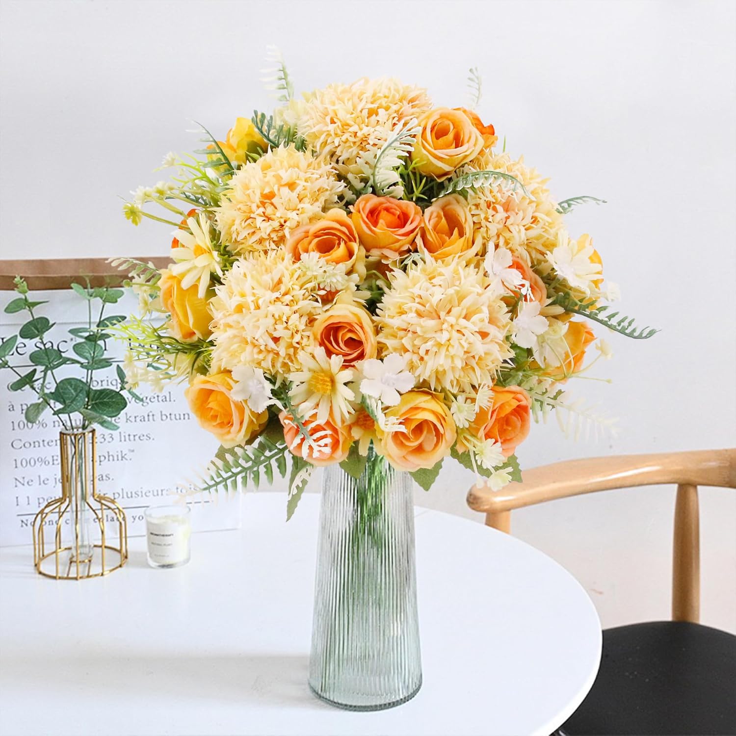 Artificial Flower Rose Chrysan - Desk Setup Computer ulasan dan harga