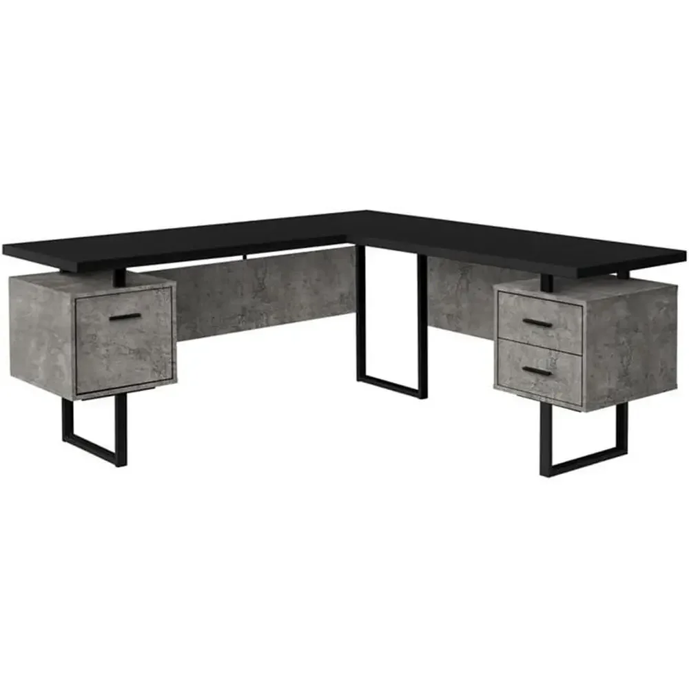 L-Shaped 70 Computer Desk with - Desk Setup Black And Wood ulasan dan harga