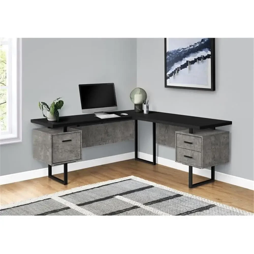L-Shaped 70 Computer Desk with - Desk Setup Black And Wood ulasan dan harga