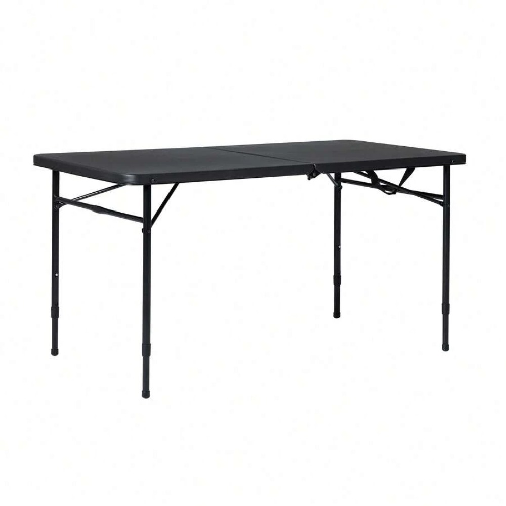 4 Foot Fold In Half Adjustable - Desk Setup Black And Wood ulasan dan harga