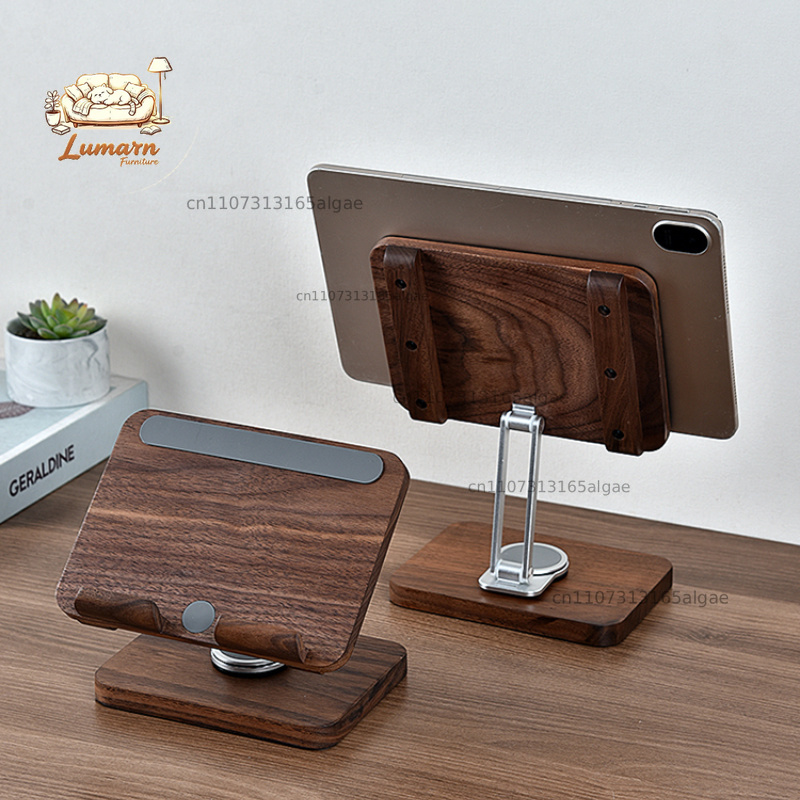 Black Walnut iPad Stand with 3 - Desk Setup Black And Wood ulasan dan harga