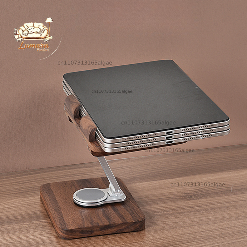 Black Walnut iPad Stand with 3 - Desk Setup Black And Wood ulasan dan harga