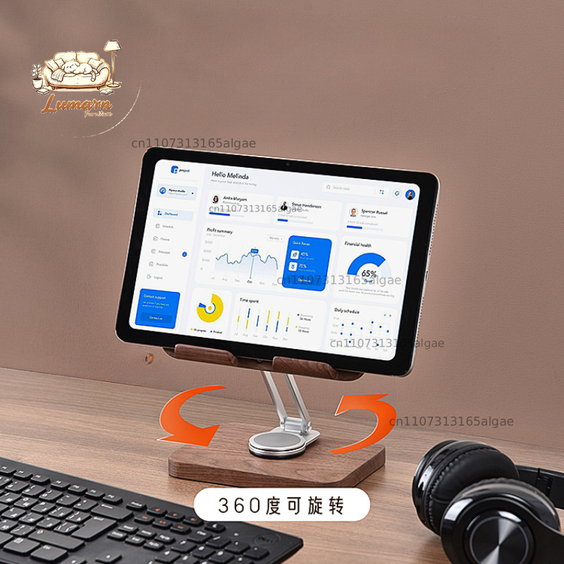 Black Walnut iPad Stand with 3 - Desk Setup Black And Wood ulasan dan harga