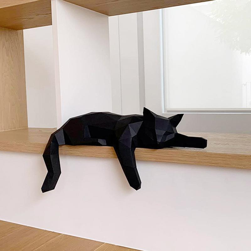 Black White Cat Statue - Geome - Desk Setup Black ulasan dan harga