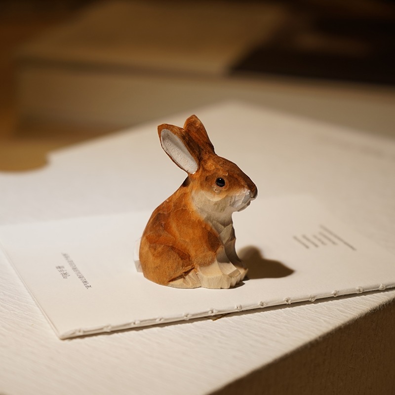 1PC Seated Bunny Hand Carved W - Desk Setup Nature ulasan dan harga