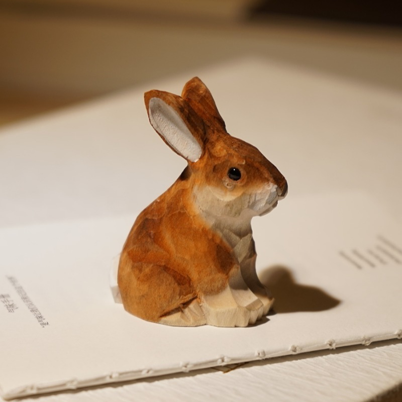 1PC Seated Bunny Hand Carved W - Desk Setup Nature ulasan dan harga