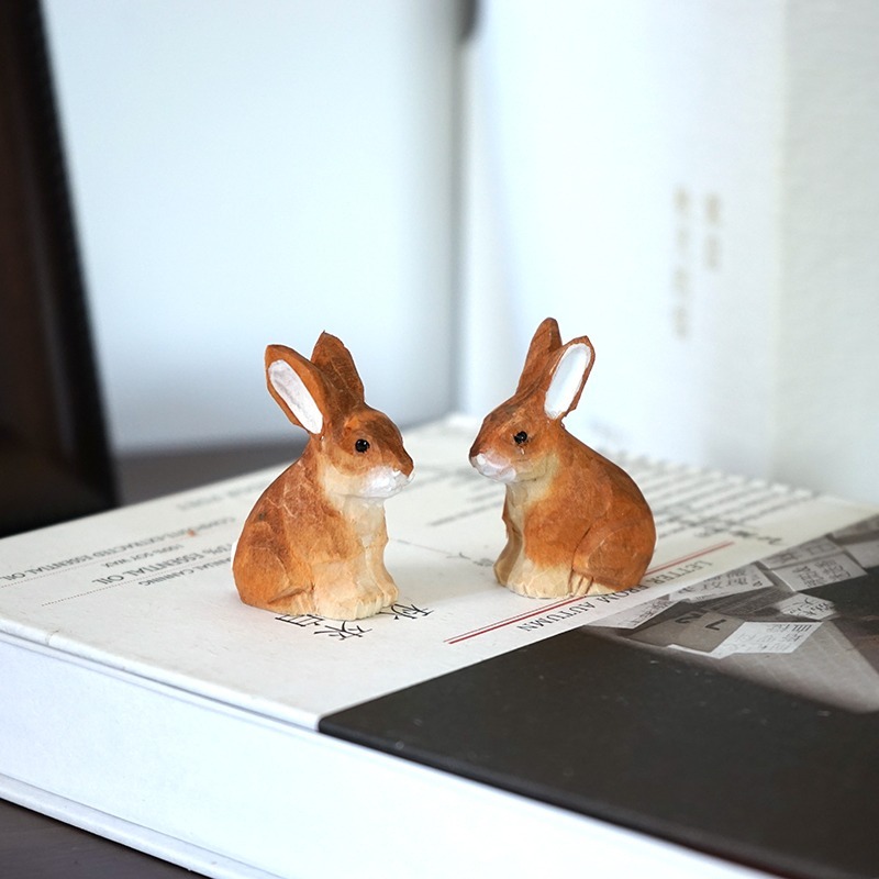 1PC Seated Bunny Hand Carved W - Desk Setup Nature ulasan dan harga