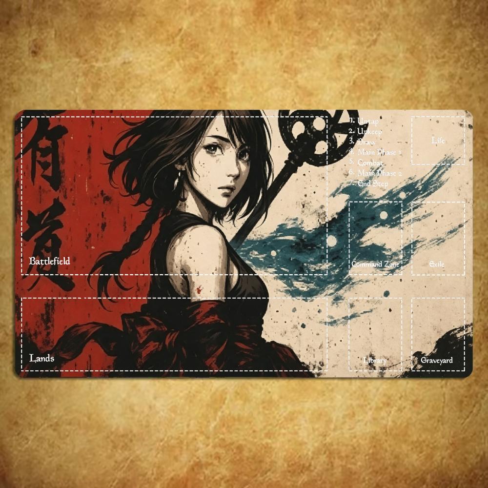 Vintage Ink Samurai AnimeGirl  - Desk Setup Trading ulasan dan harga