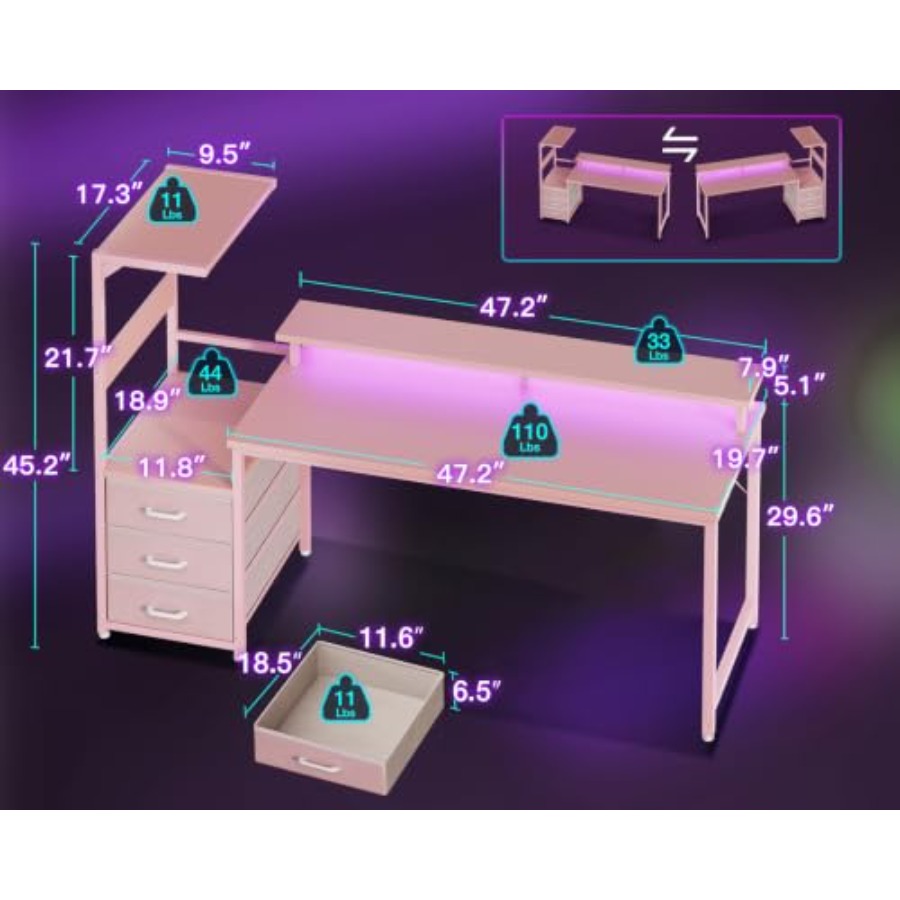 Gaming Desk W/PC Showcase Stan - Desk Setup Black And Wood ulasan dan harga