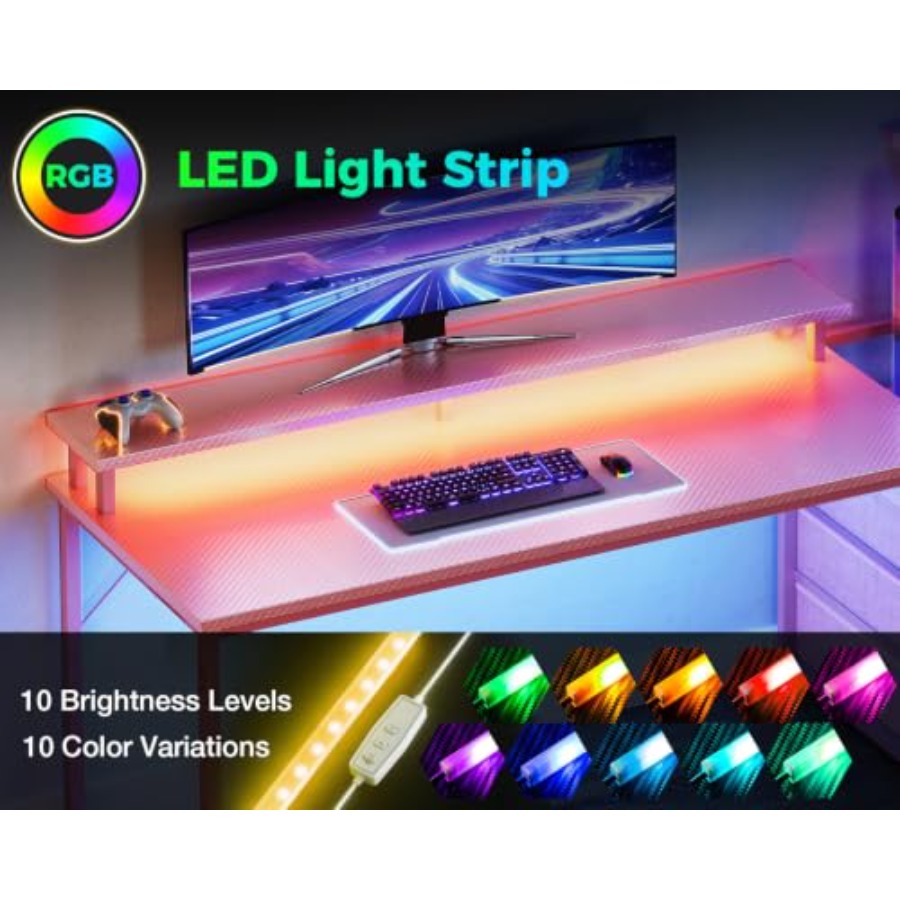 Gaming Desk W/PC Showcase Stan - Desk Setup Black And Wood ulasan dan harga