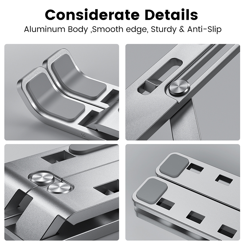 Foldable Aluminum Laptop Stand - Desk Setup Macbook ulasan dan harga