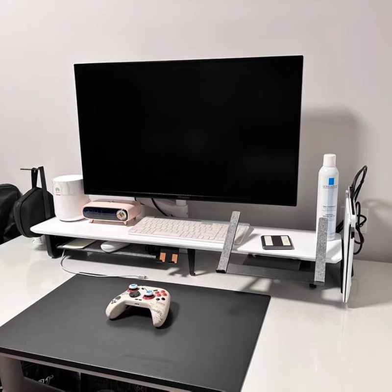 Modular Monitor Riser Stand Er - Desk Setup Black And Wood ulasan dan harga