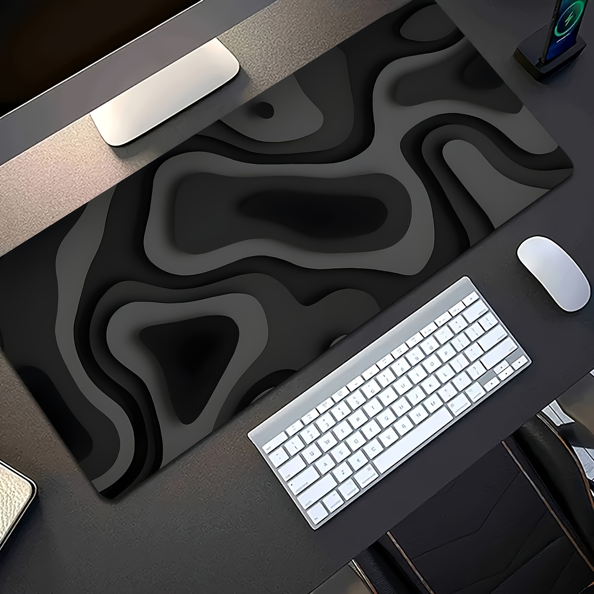 Black Gray Swirl Design Large  - Desk Setup Black ulasan dan harga