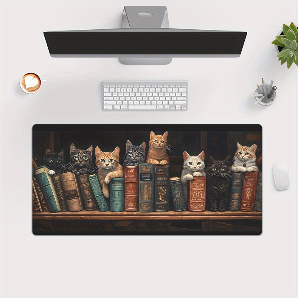 Cute Cats on Books Mouse Pad O - Desk Setup Books ulasan dan harga