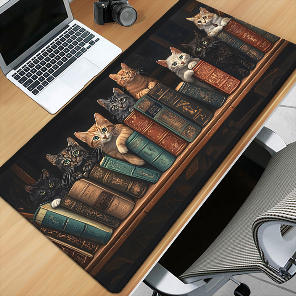 Cute Cats on Books Mouse Pad O - Desk Setup Books ulasan dan harga