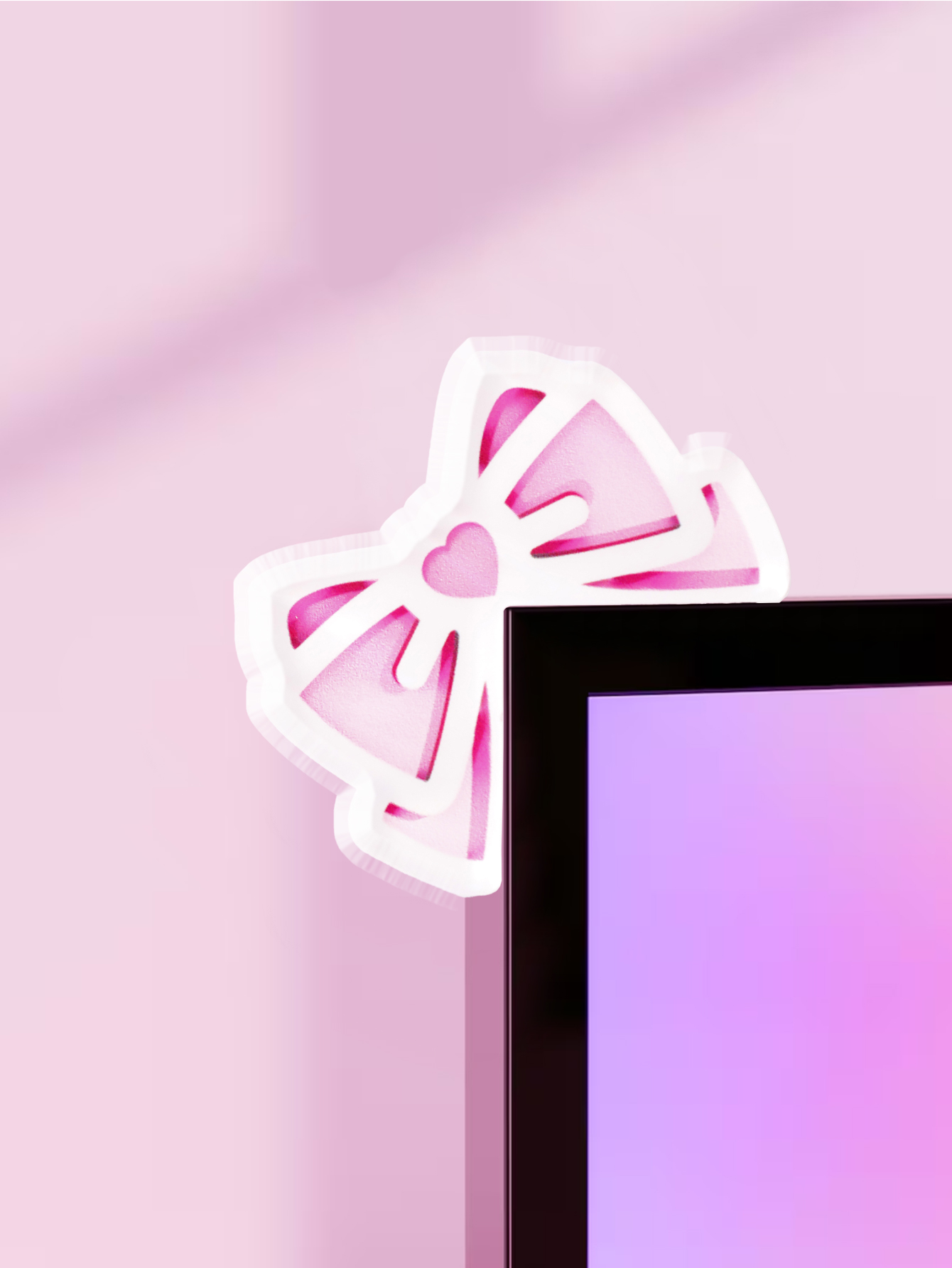 Kawaii Bow Monitor Decor Pink  - Desk Setup Pc ulasan dan harga