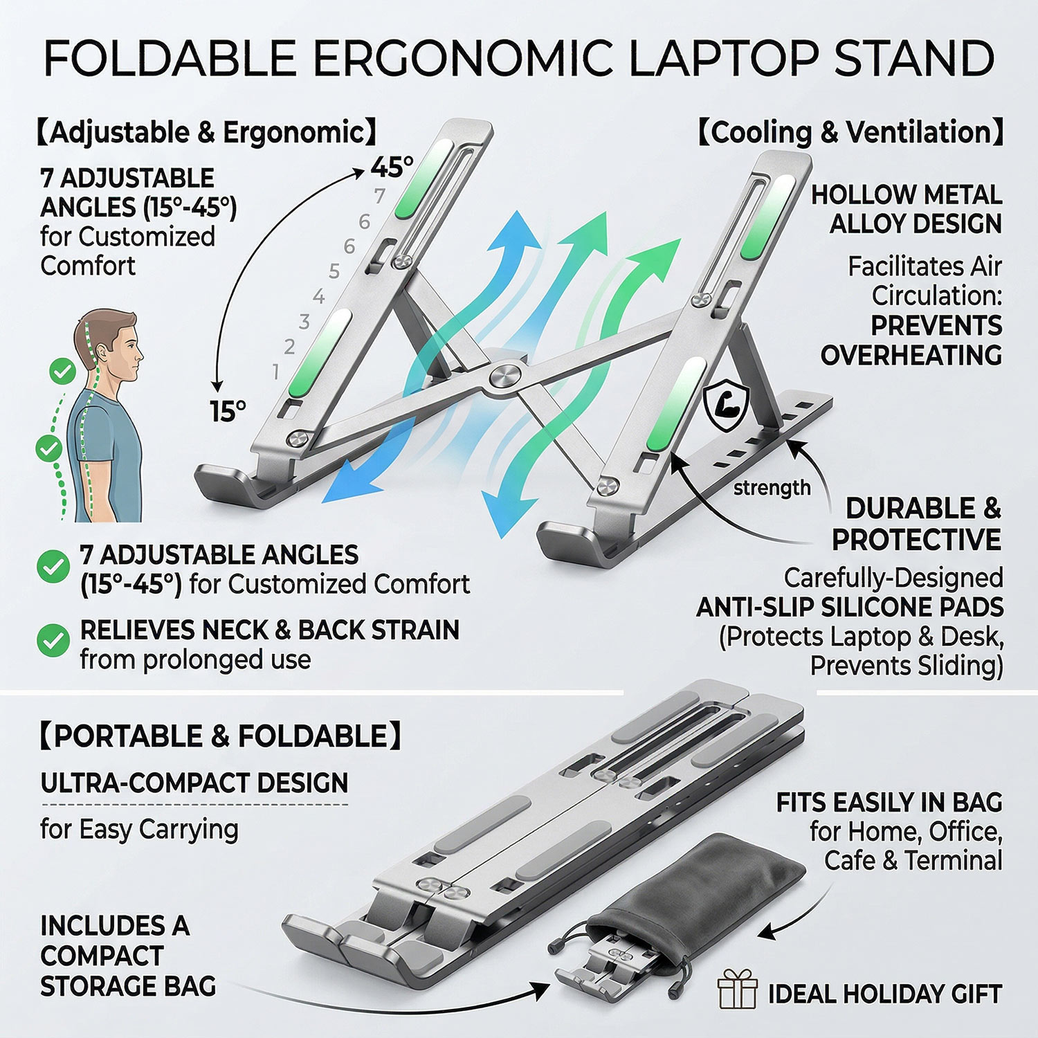 Metal Portable Foldable Laptop - Desk Setup Macbook ulasan dan harga
