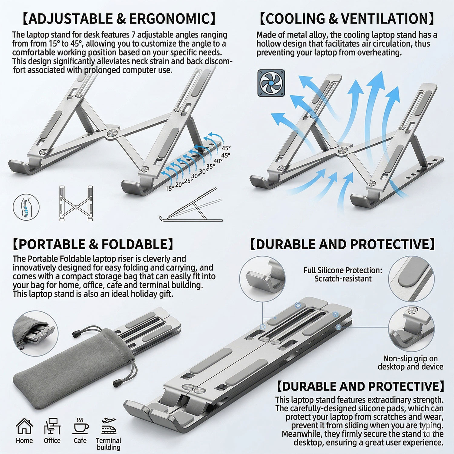 Metal Portable Foldable Laptop - Desk Setup Macbook ulasan dan harga
