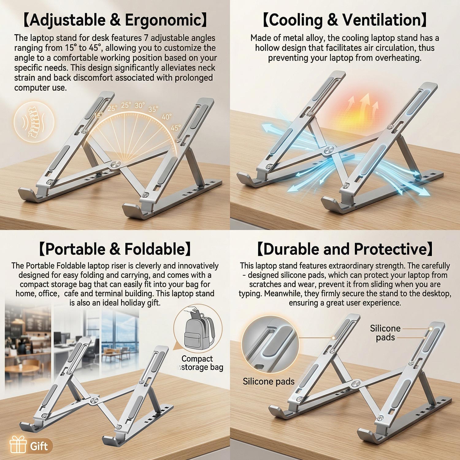 Metal Portable Foldable Laptop - Desk Setup Macbook ulasan dan harga