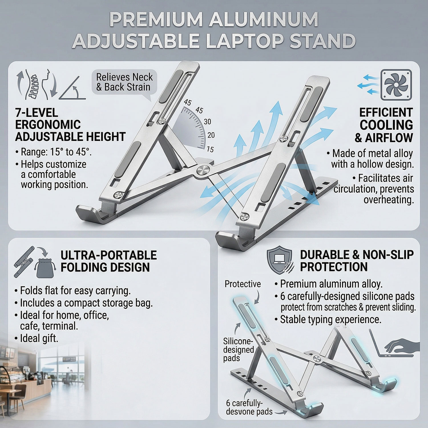 Metal Portable Foldable Laptop - Desk Setup Macbook ulasan dan harga