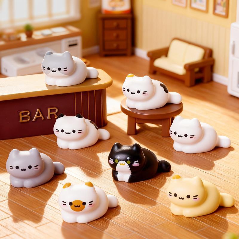 8PCS Cute Cat Miniature Figuri - Desk Setup Nature ulasan dan harga