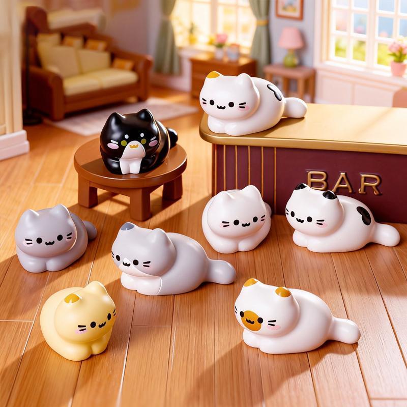 8PCS Cute Cat Miniature Figuri - Desk Setup Nature ulasan dan harga
